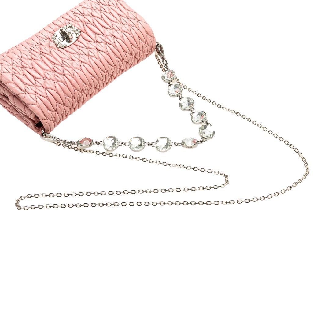 Miu Miu Matelasse Nappa Crystal Chain Satchel - Image 16