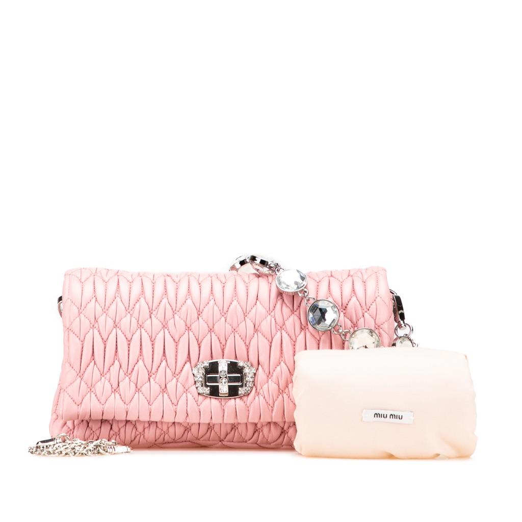 Miu Miu Matelasse Nappa Crystal Chain Satchel - Image 18