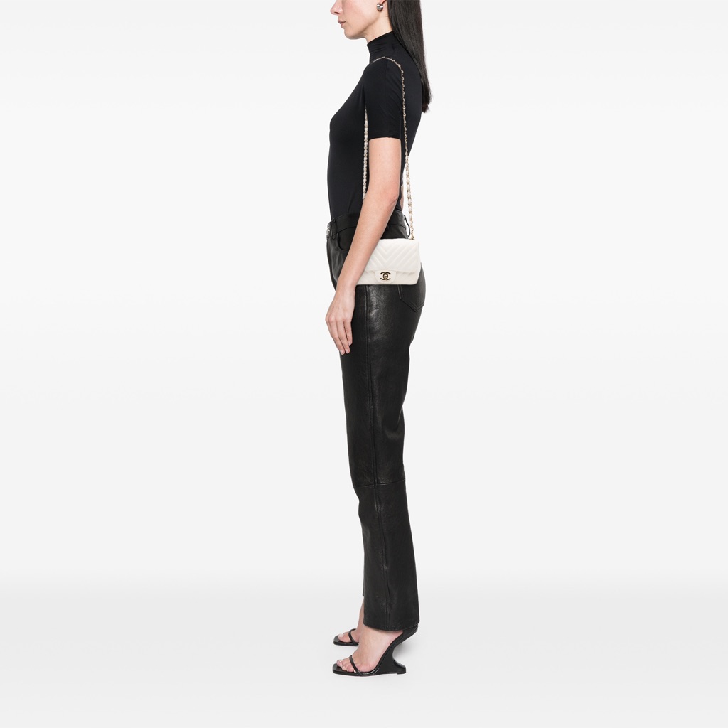 Chanel Mini Square Classic Chevron Lambskin Single Flap - Image 13