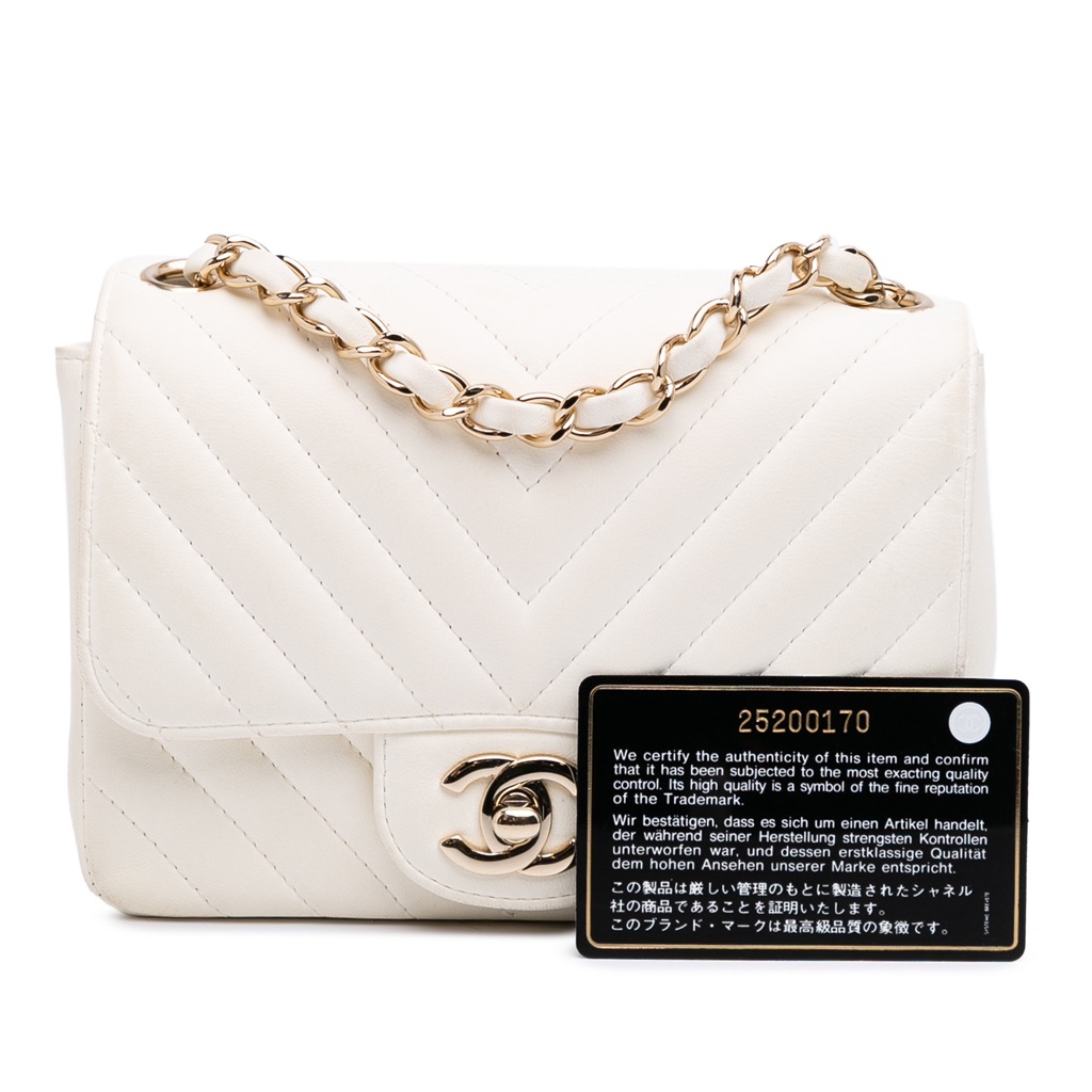 Chanel Mini Square Classic Chevron Lambskin Single Flap - Image 14