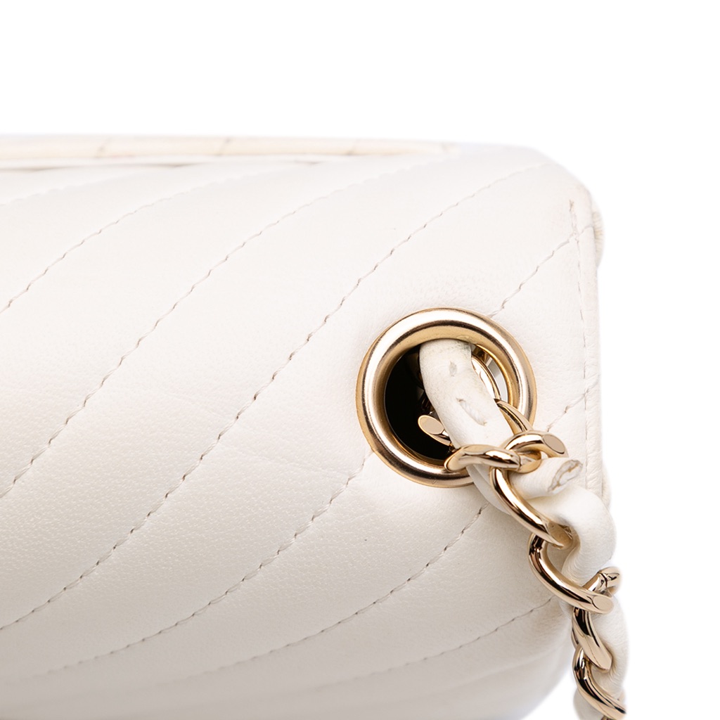 Chanel Mini Square Classic Chevron Lambskin Single Flap - Image 11