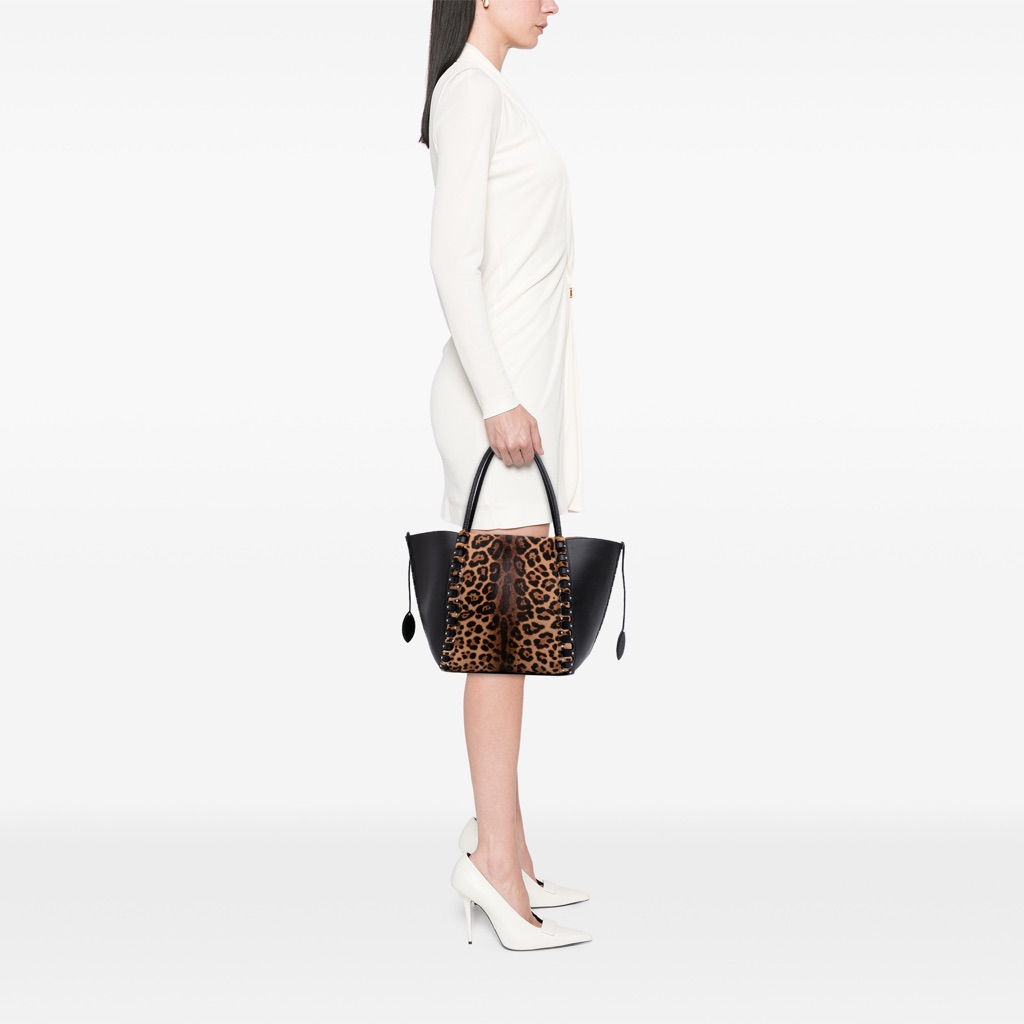 Alaïa Pony Hair and Leather Leopard Printed Le Hinge Tote - Image 15