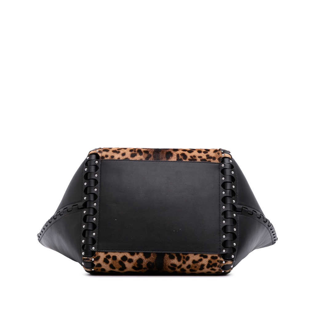 Alaïa Pony Hair and Leather Leopard Printed Le Hinge Tote - Image 6