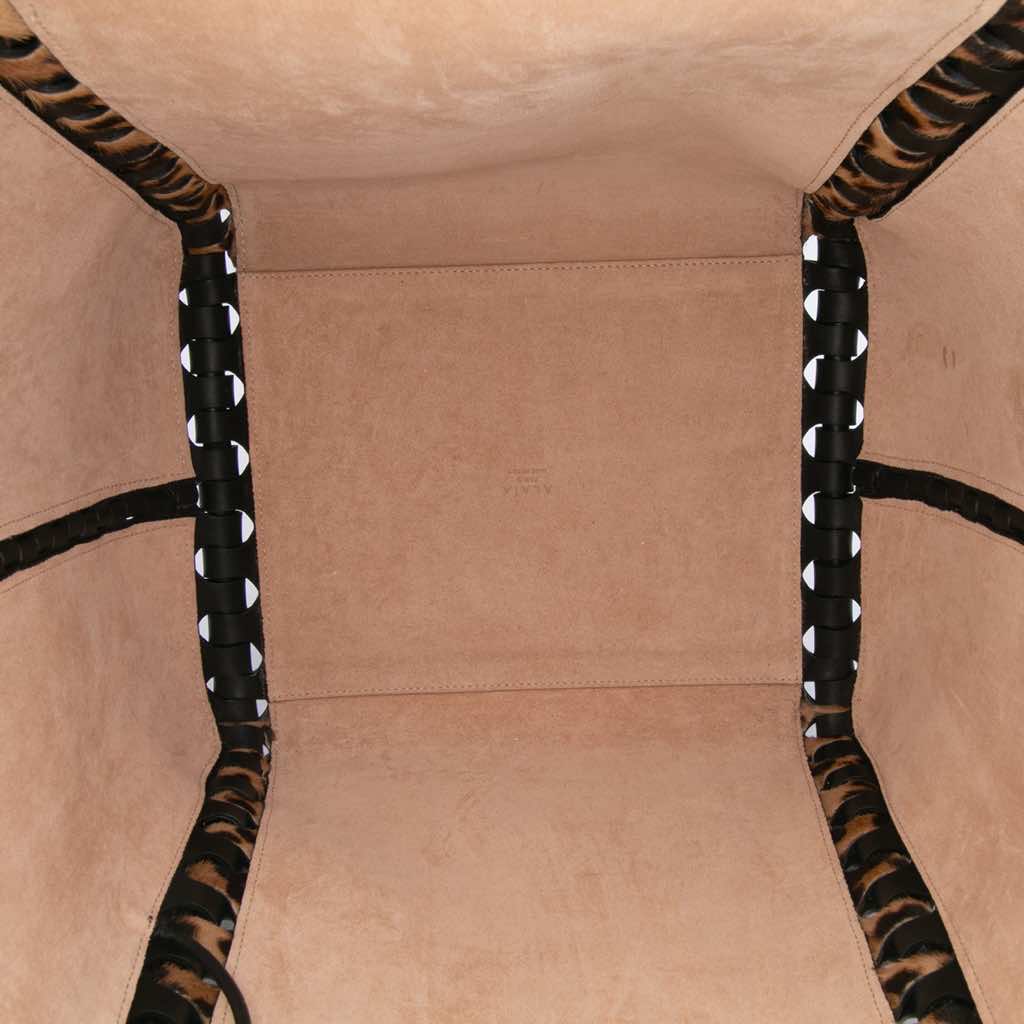 Alaïa Pony Hair and Leather Leopard Printed Le Hinge Tote - Side view
