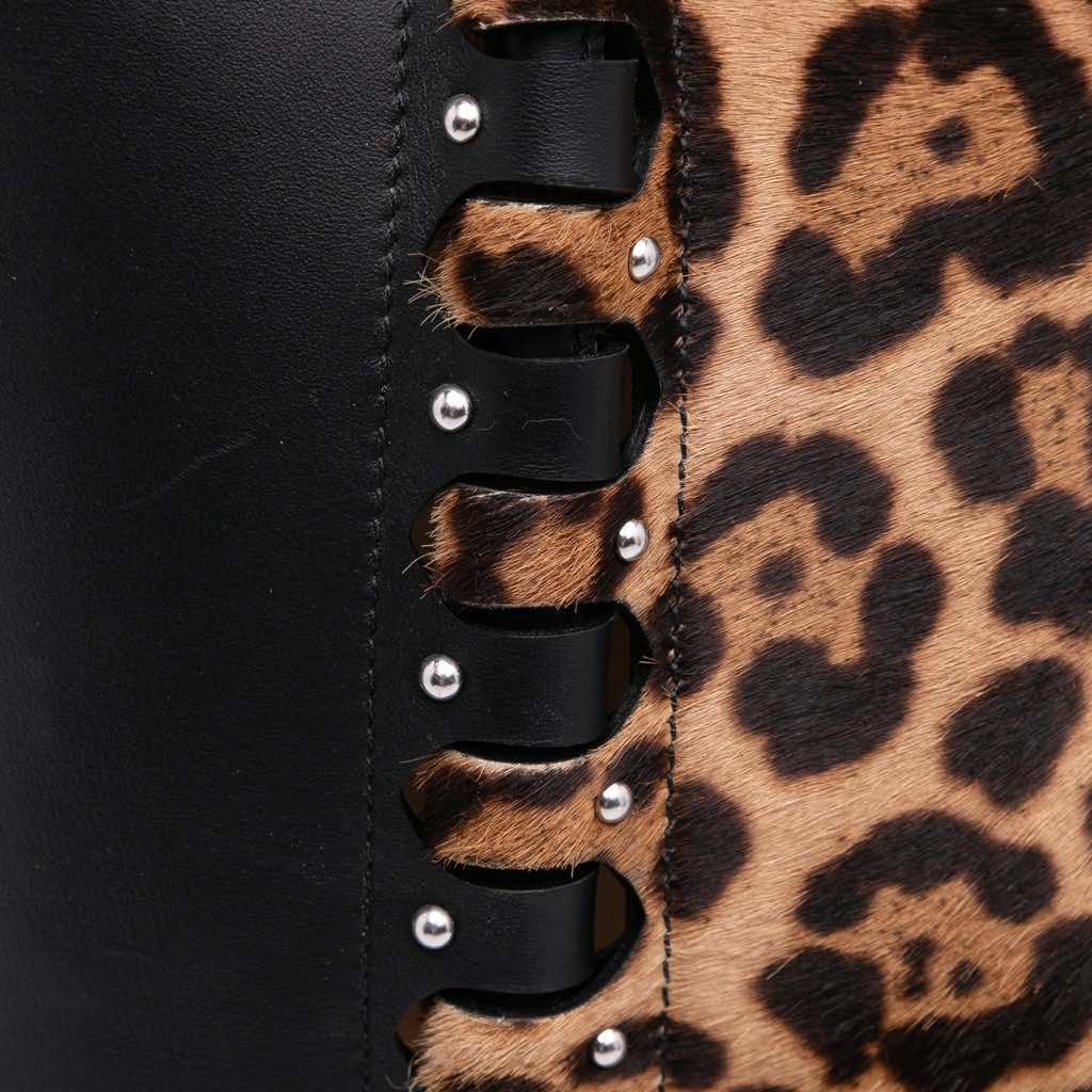 Alaïa Pony Hair and Leather Leopard Printed Le Hinge Tote - Image 12