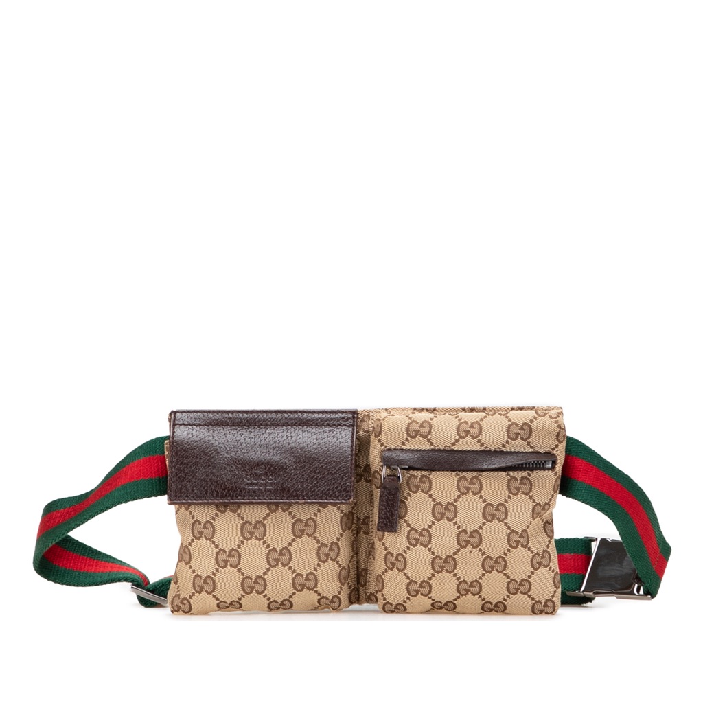 Gucci GG Canvas Web Double Pocket Belt Bag