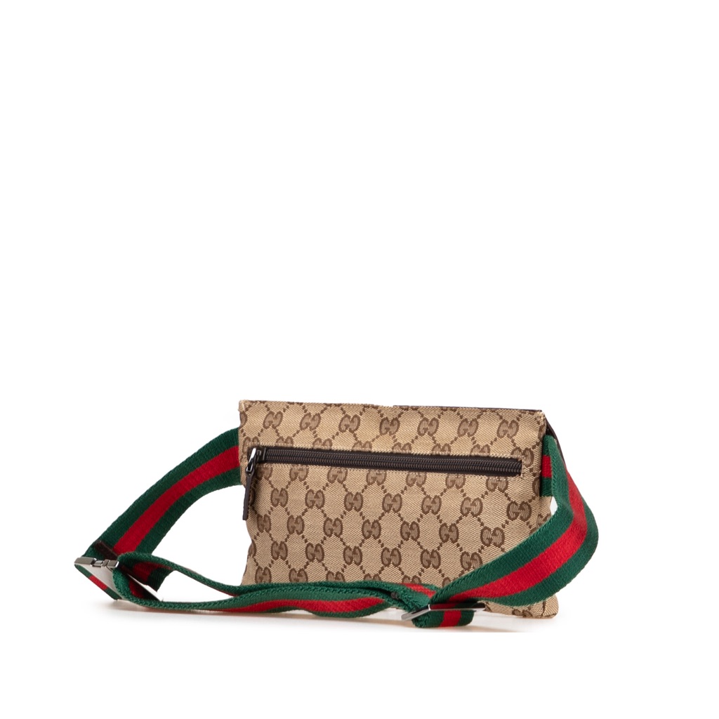 Gucci GG Canvas Web Double Pocket Belt Bag - 2