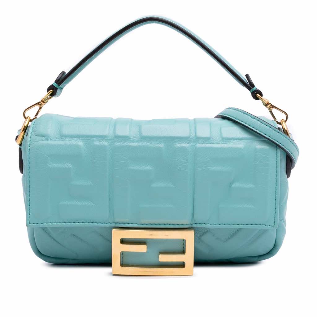 Fendi Mini Zucca Embossed Leather Baguette Satchel