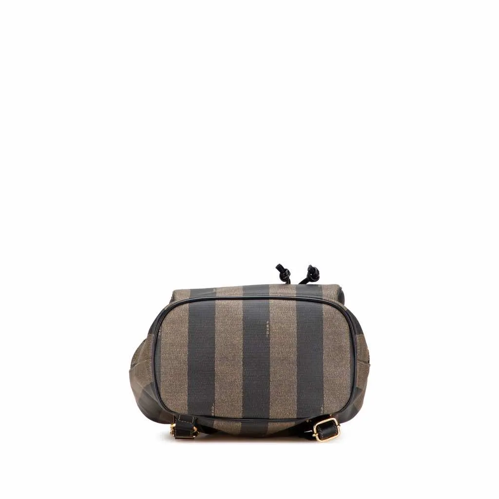 Fendi Pequin Coated Canvas Drawstring Backpack Brown Good - Inside View