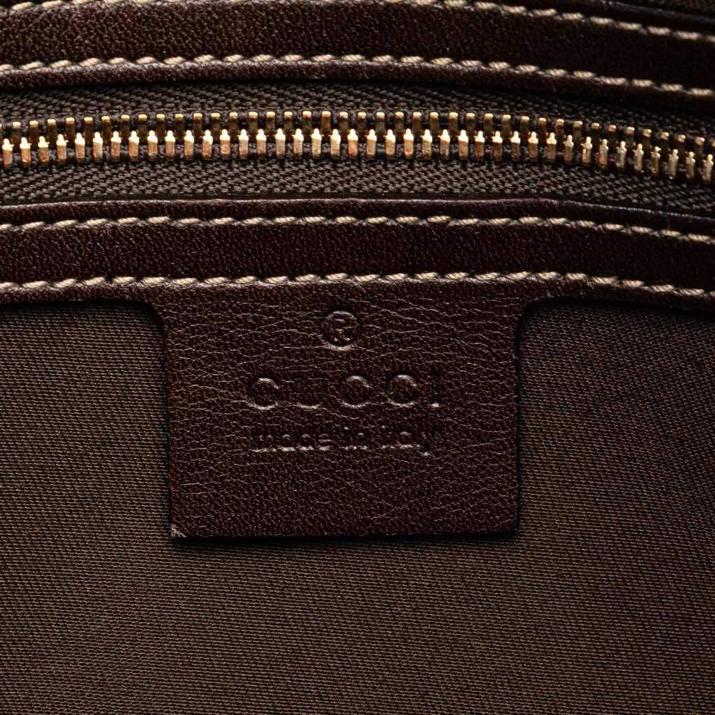 Gucci Printed Canvas Bamboo Horsebit Handbag - Side view