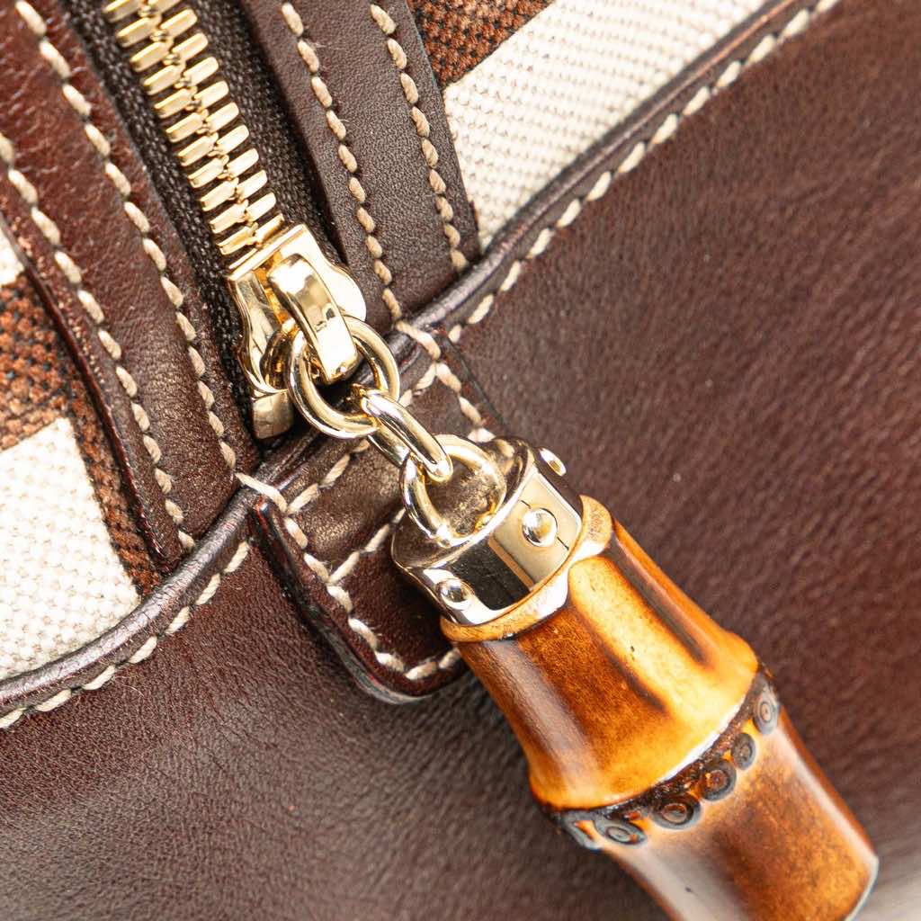 Gucci Printed Canvas Bamboo Horsebit Handbag - Image 11