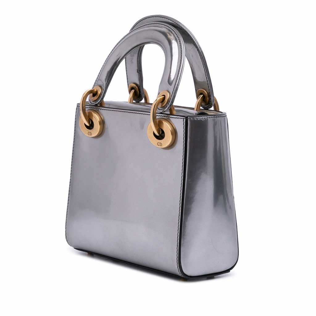 Dior Mini Metallic Glazed Calfskin Lady Dior - Back view