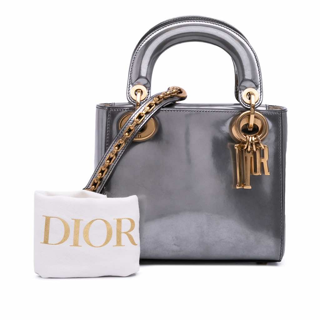 Dior Mini Metallic Glazed Calfskin Lady Dior - Image 14