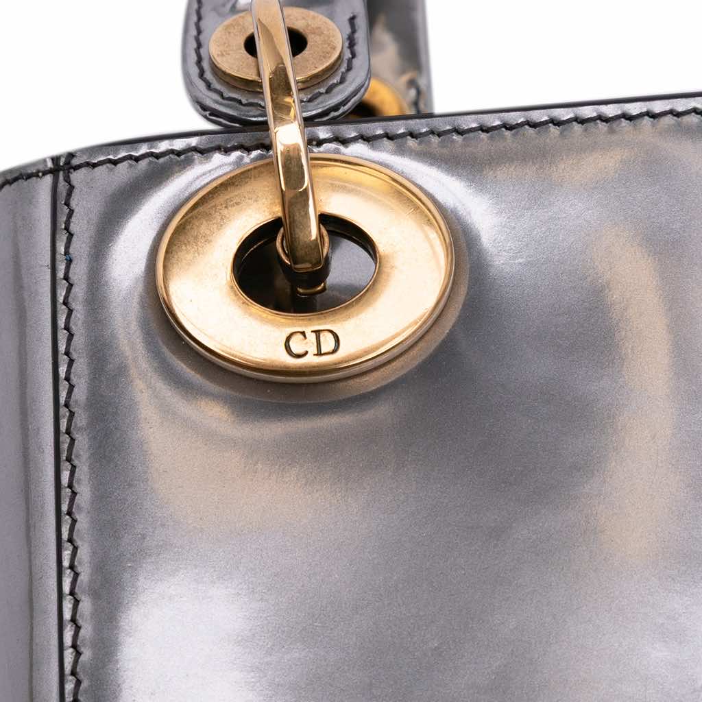 Dior Mini Metallic Glazed Calfskin Lady Dior - Image 11