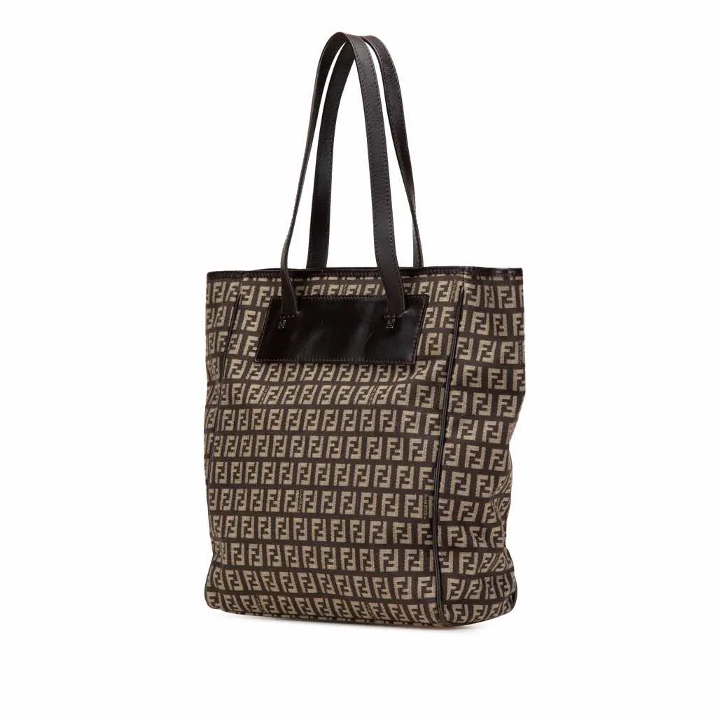 Fendi Zucchino Canvas Tote Brown Good - Back View