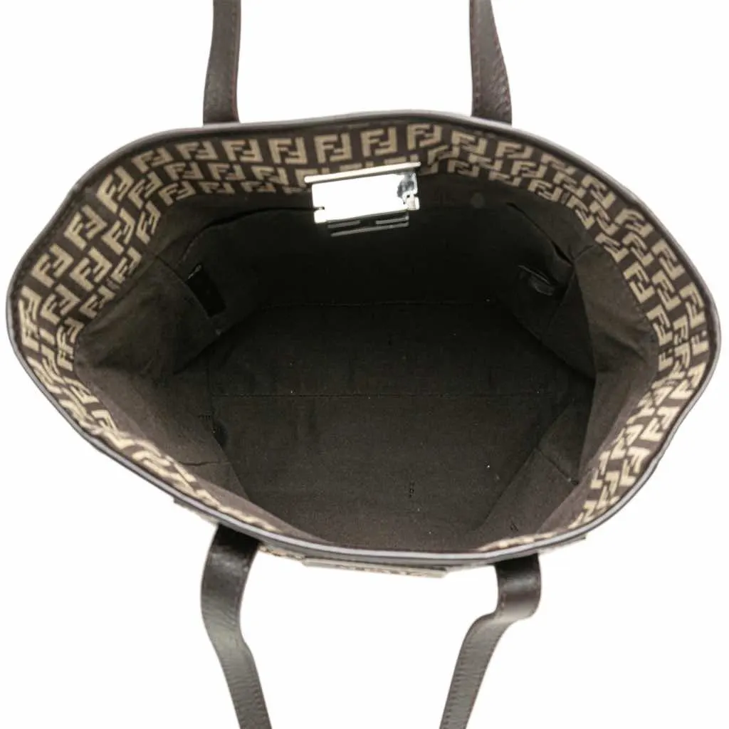 Fendi Zucchino Canvas Tote Brown Good - Model View