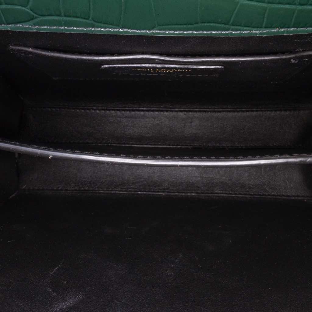 Saint Laurent Mini Croc Embossed Calfskin Monogram Cassandra Top Handle Bag - 4