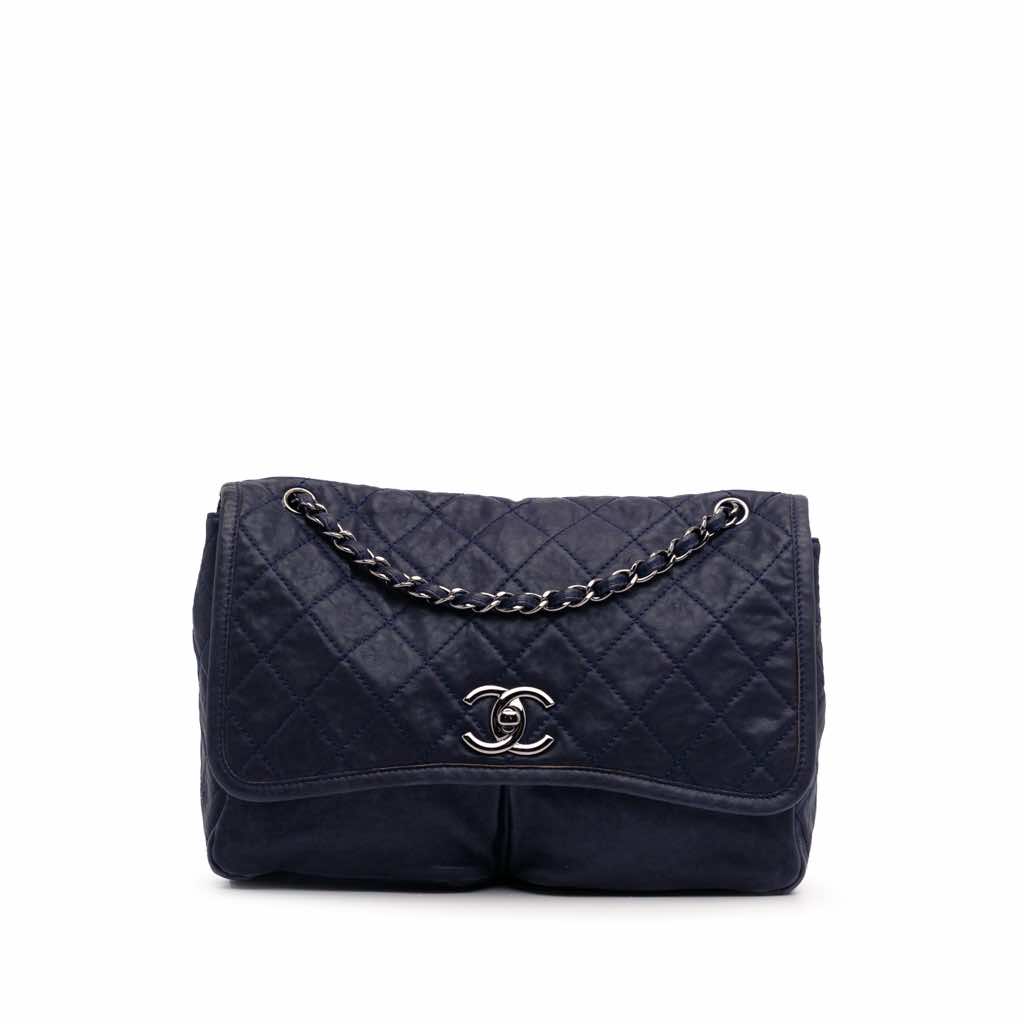 Chanel Large Quilted Calfskin Natural Beauty Split Pocket Flap