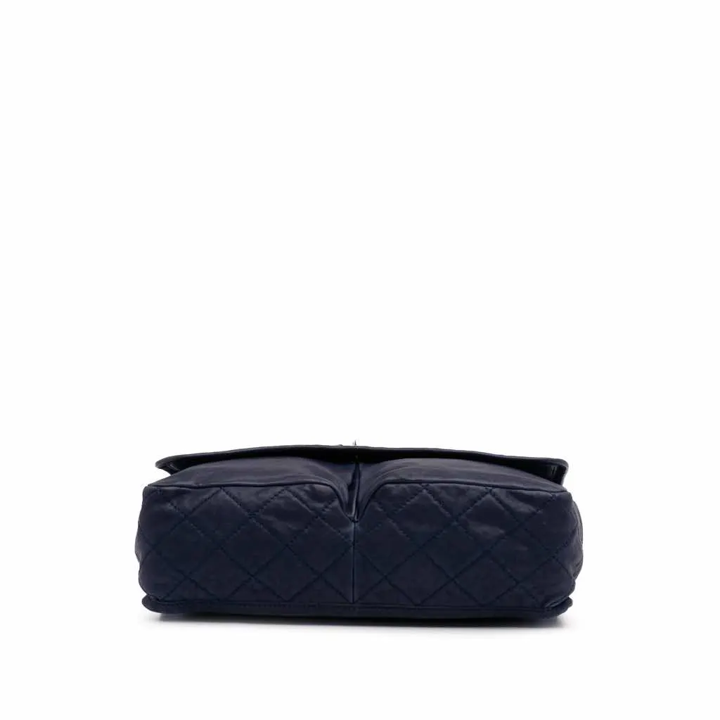 Chanel Large Quilted Calfskin Natural Beauty Split Pocket Flap Blue Leather Very good - Inside View