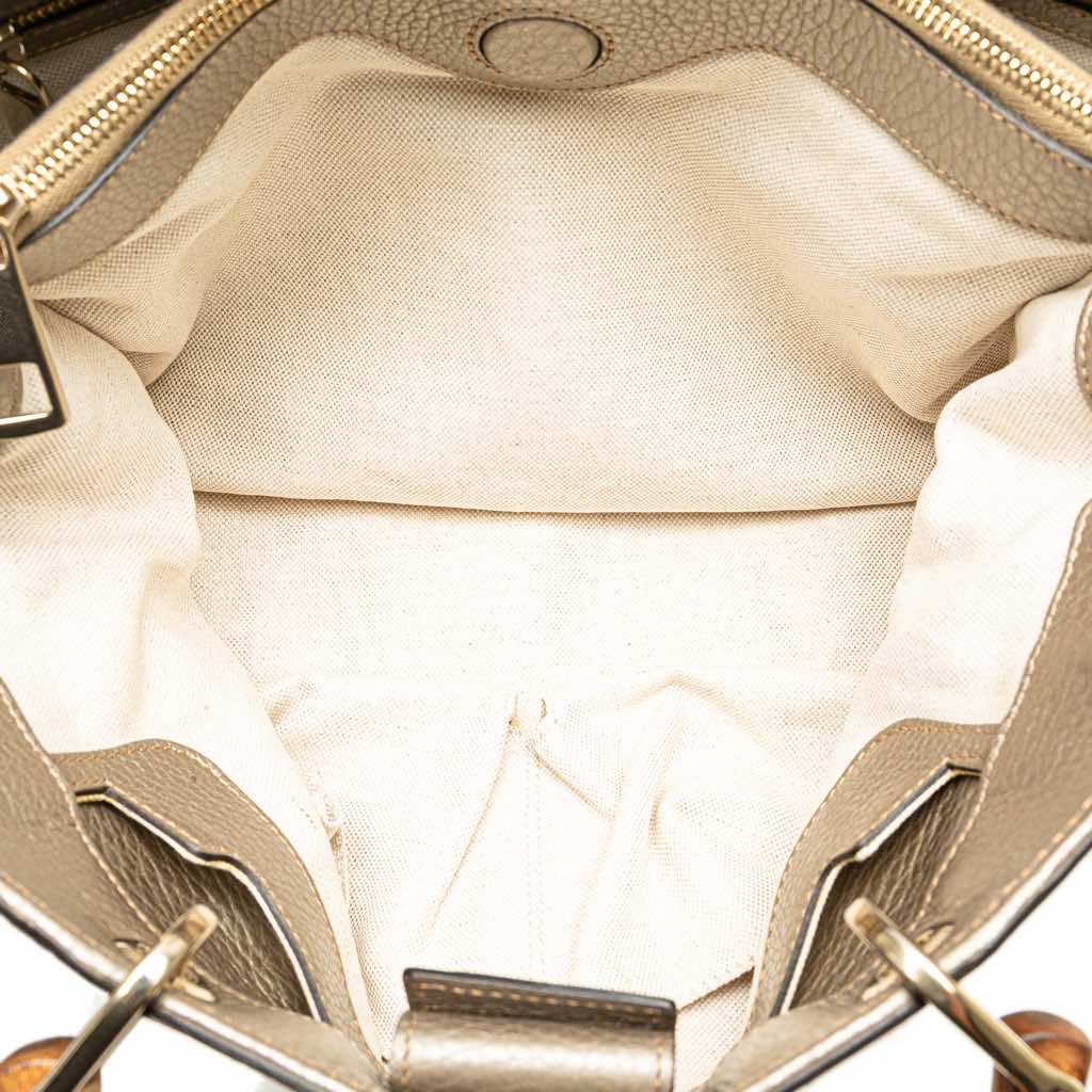 Gucci Medium Calfskin Bamboo Shopper Satchel - 4