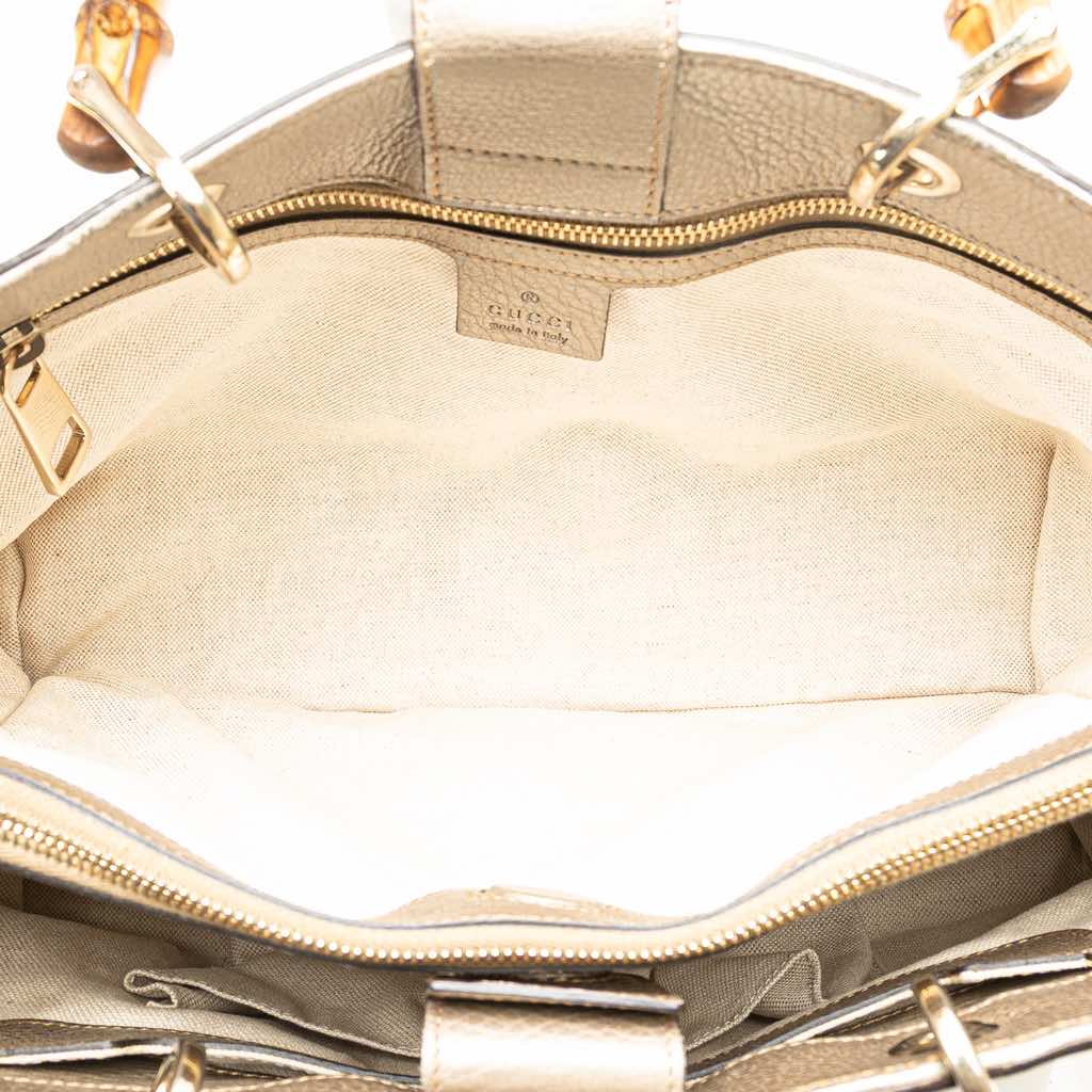 Gucci Medium Calfskin Bamboo Shopper Satchel - Detail 1