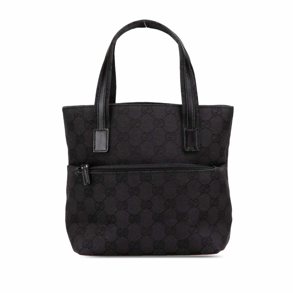 Gucci GG Canvas Handbag Black Good - Front View