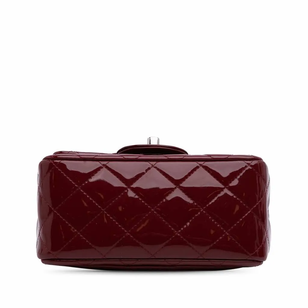 Chanel Mini Square Classic Patent Single Flap Red Leather Good - Inside View