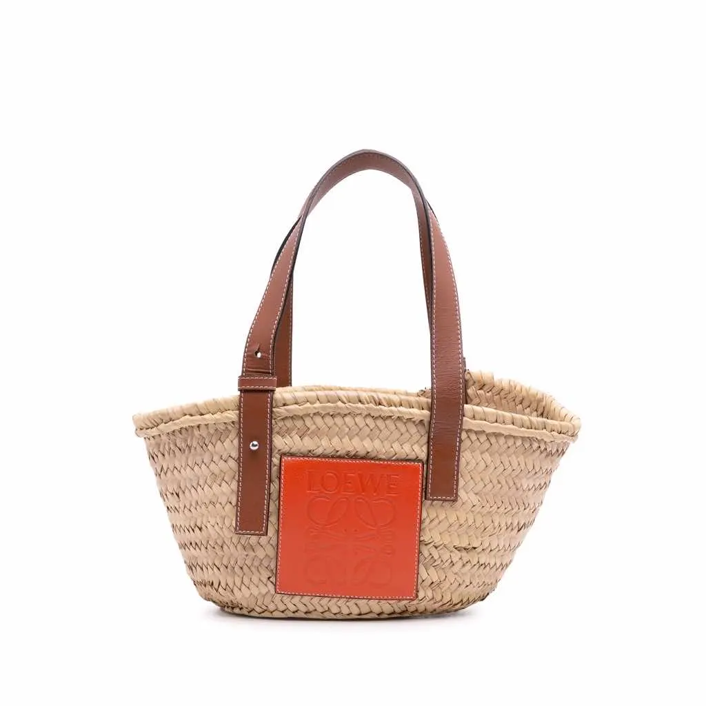 Loewe Small Raffia Basket Tote Brown Good - Front View