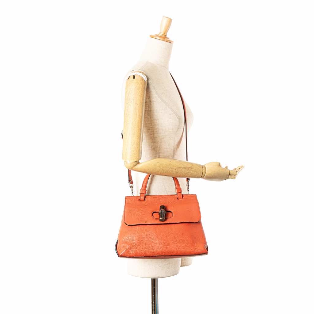 Gucci Small Leather Bamboo Daily Satchel - Image 14