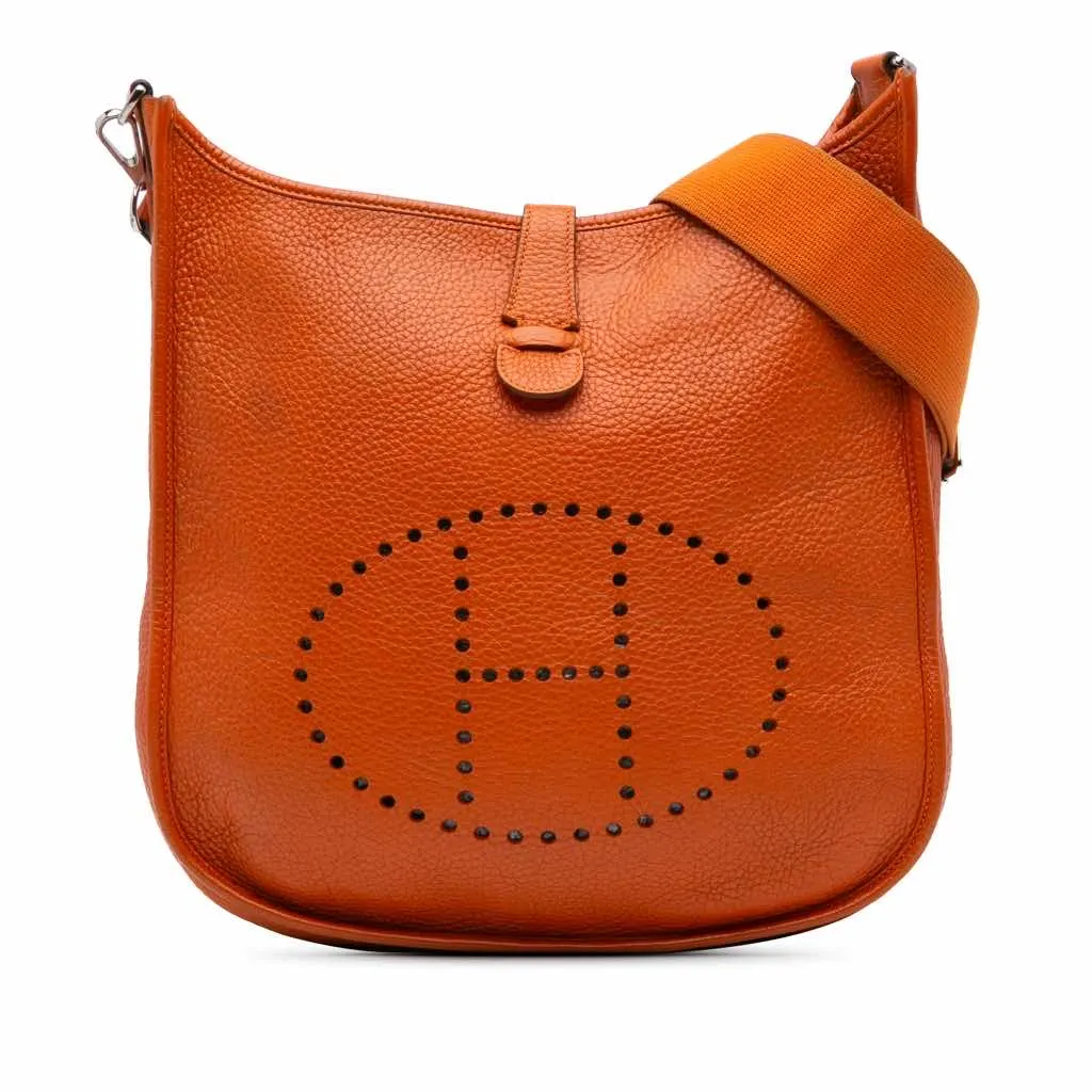 Hermès Clemence Evelyne III PM Orange Leather Good - Front View