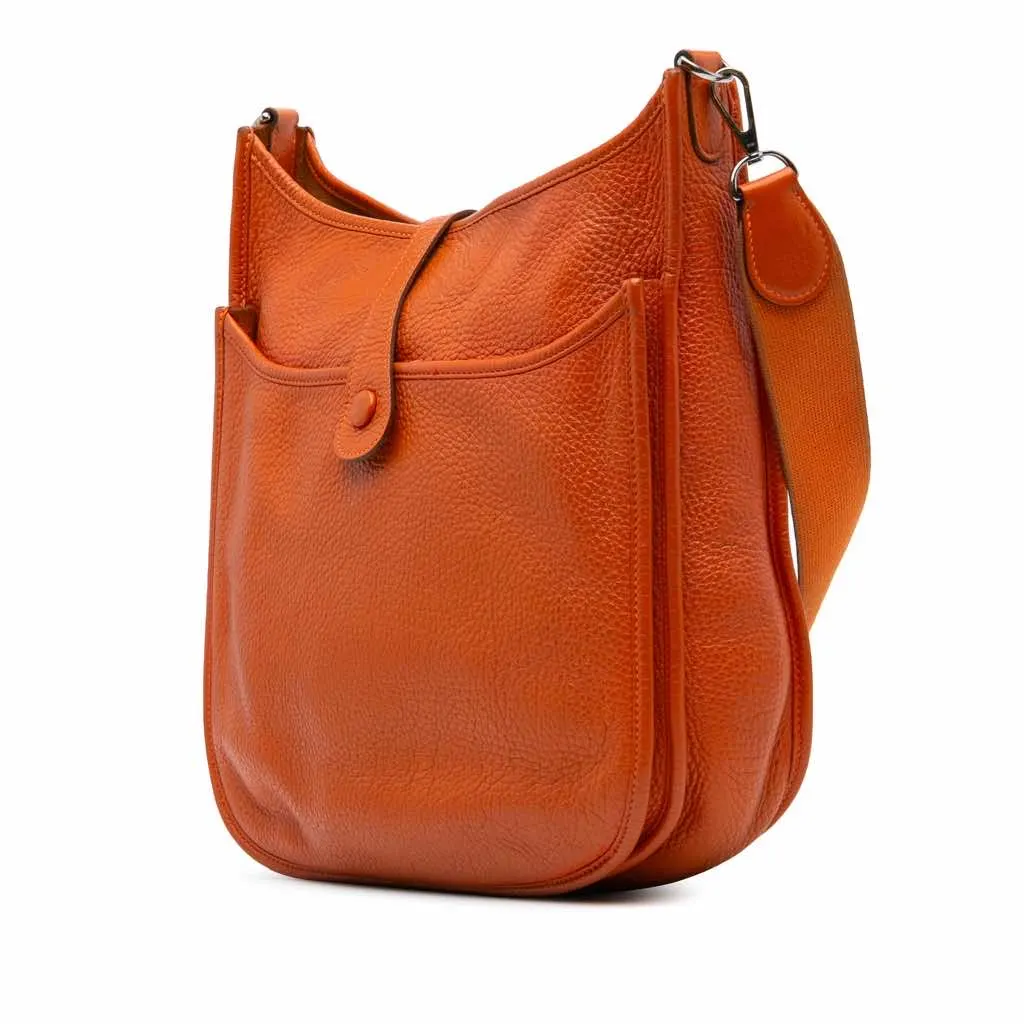Hermès Clemence Evelyne III PM Orange Leather Good - Back View