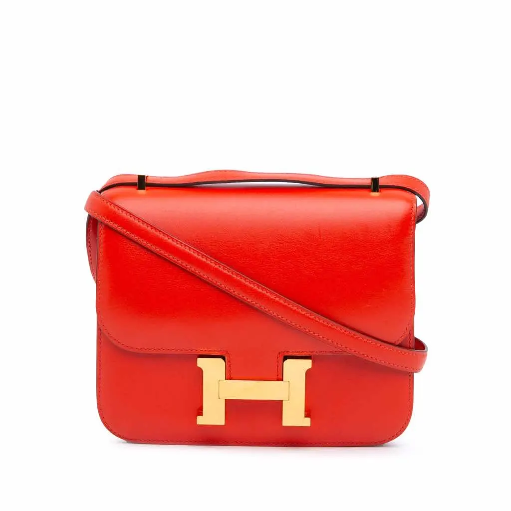 Hermès Mini Tadelakt Constance 18 Red Leather Good - Front View