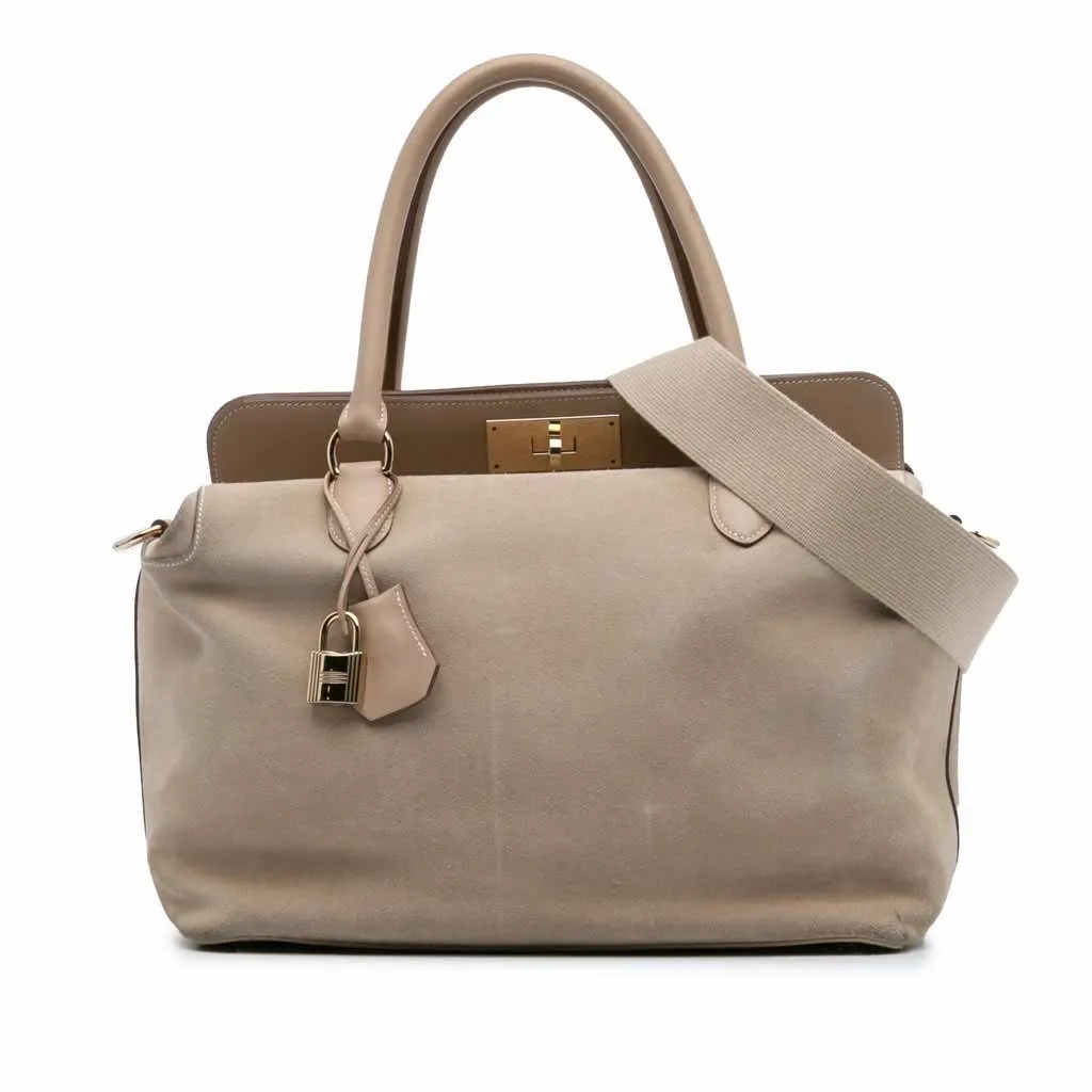 Hermès Veau Grizzly and Swift Toolbox 33 Brown Leather Good - Front View