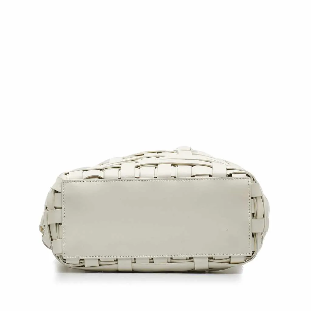 Jil Sander Woven Leather Basket Tote White Leather Good - Model View