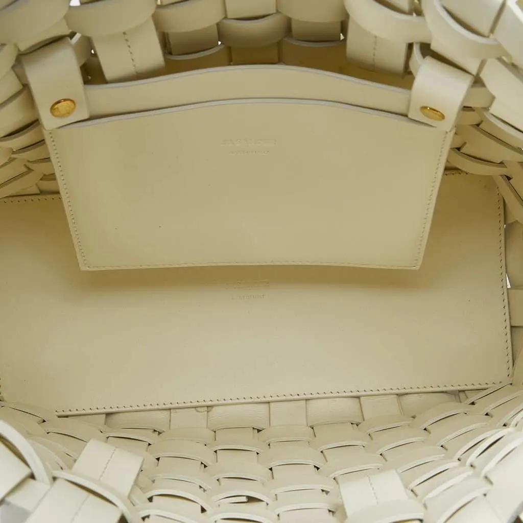 Jil Sander Woven Leather Basket Tote White Leather Good - Box View