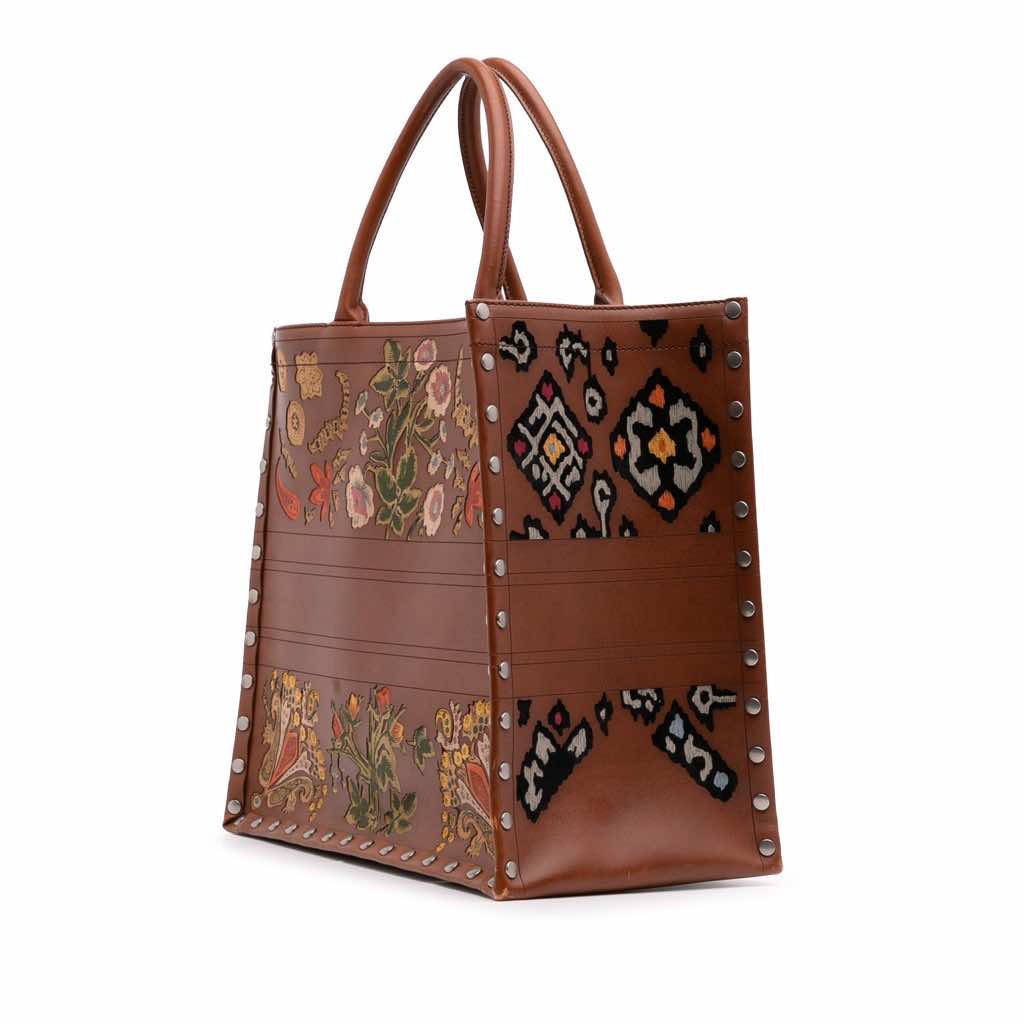 Dior Large Studded Embroidered Leather Floral Book Tote - 2