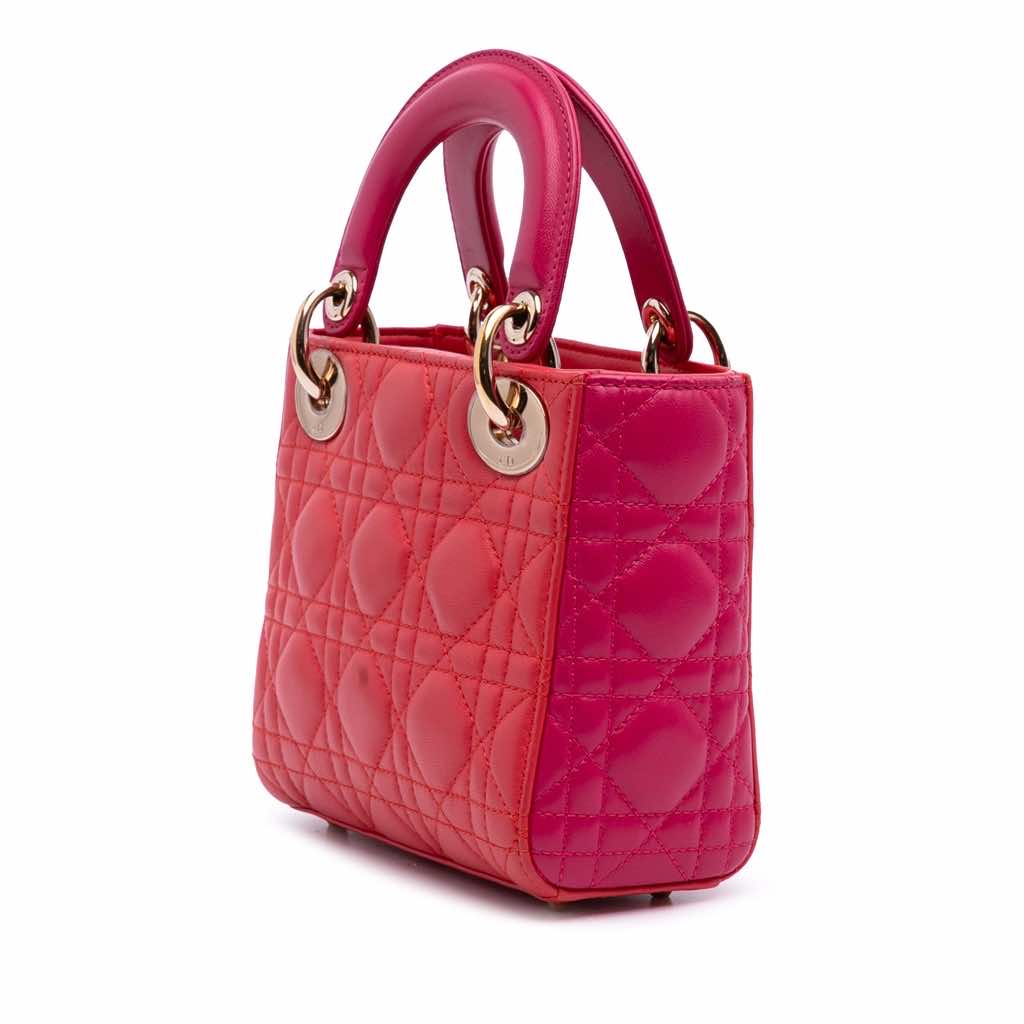 Dior Mini Bicolor Lambskin Cannage Lady Dior - Back view