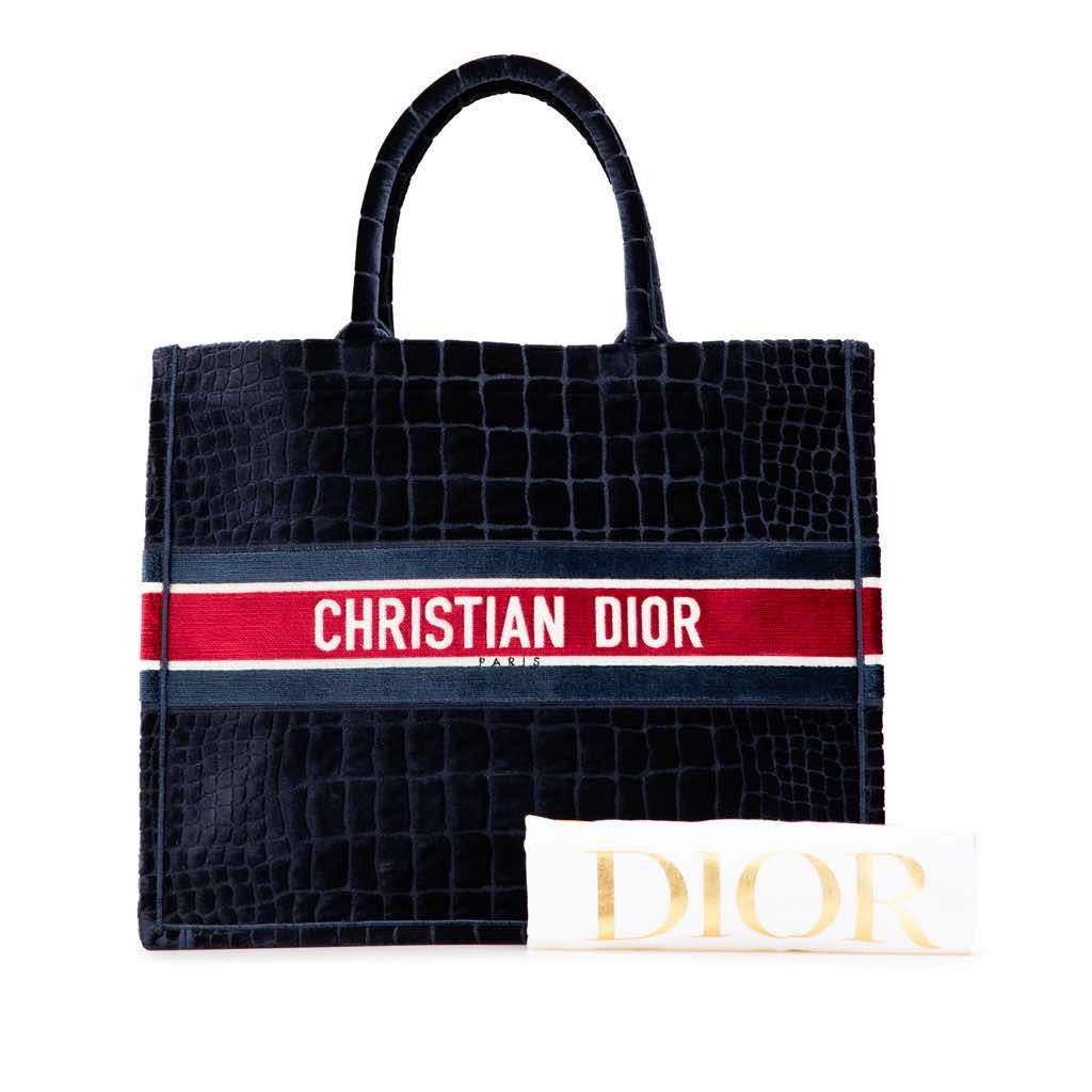 Dior Large Velvet Embossed Book Tote - Image 15