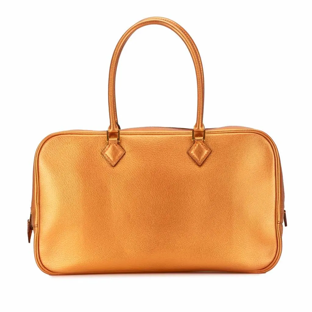 Hermès Metallic Chevre Coromandel Plume Elan 28 Orange Leather Very good - Front View