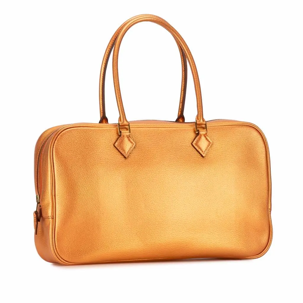 Hermès Metallic Chevre Coromandel Plume Elan 28 Orange Leather Very good - Back View