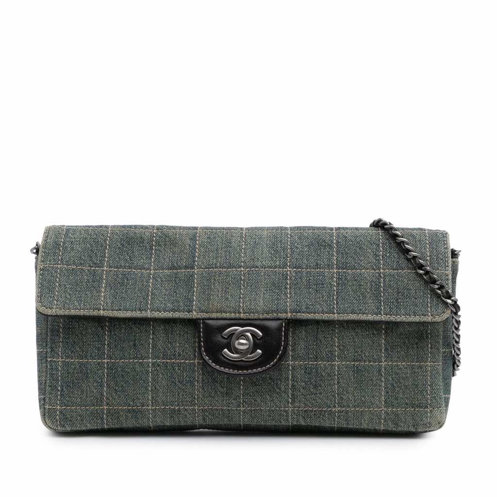 Chanel CC Chocolate Bar Denim East West Flap