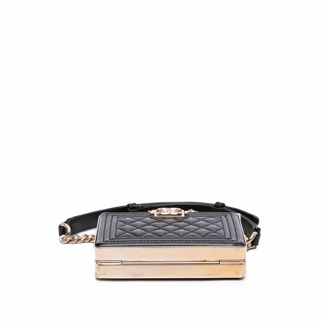 Chanel Quilted Patent Boy Box Minaudiere on Chain - 3