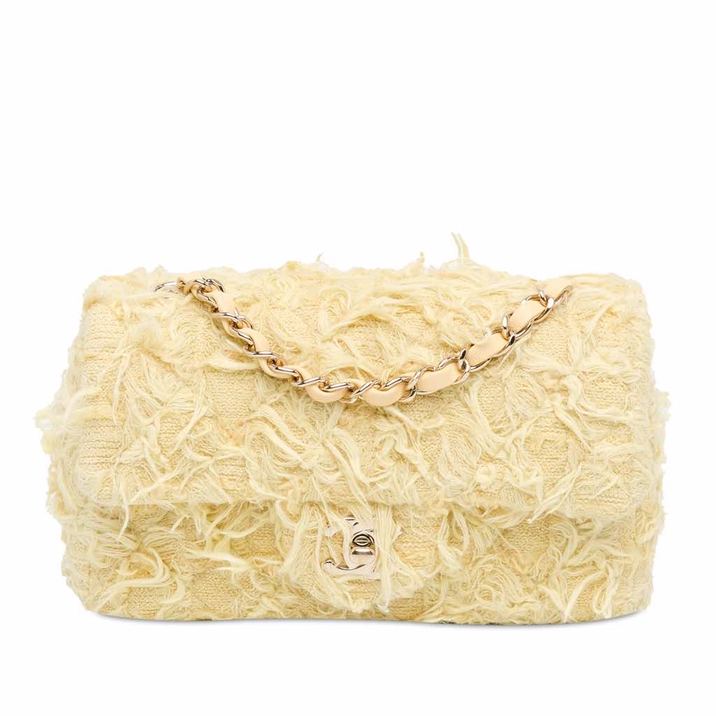 Chanel Mini Rectangular Classic Tweed Fringed Single Flap