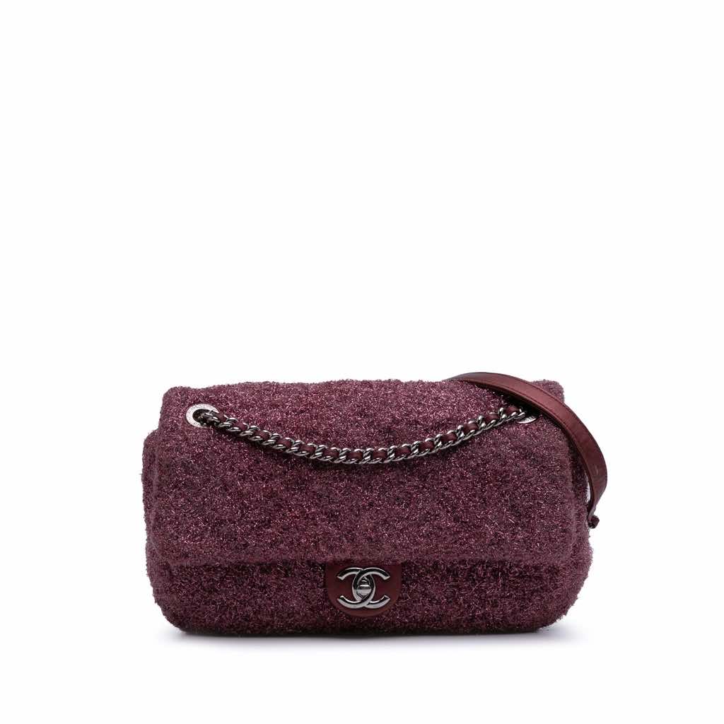 Chanel Medium Quilted Metallic Knit Pluto Glitter Flap