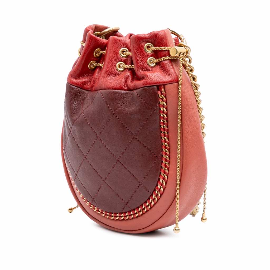 Chanel CC Quilted Calfskin Drawstring Bucket Bag - Back view