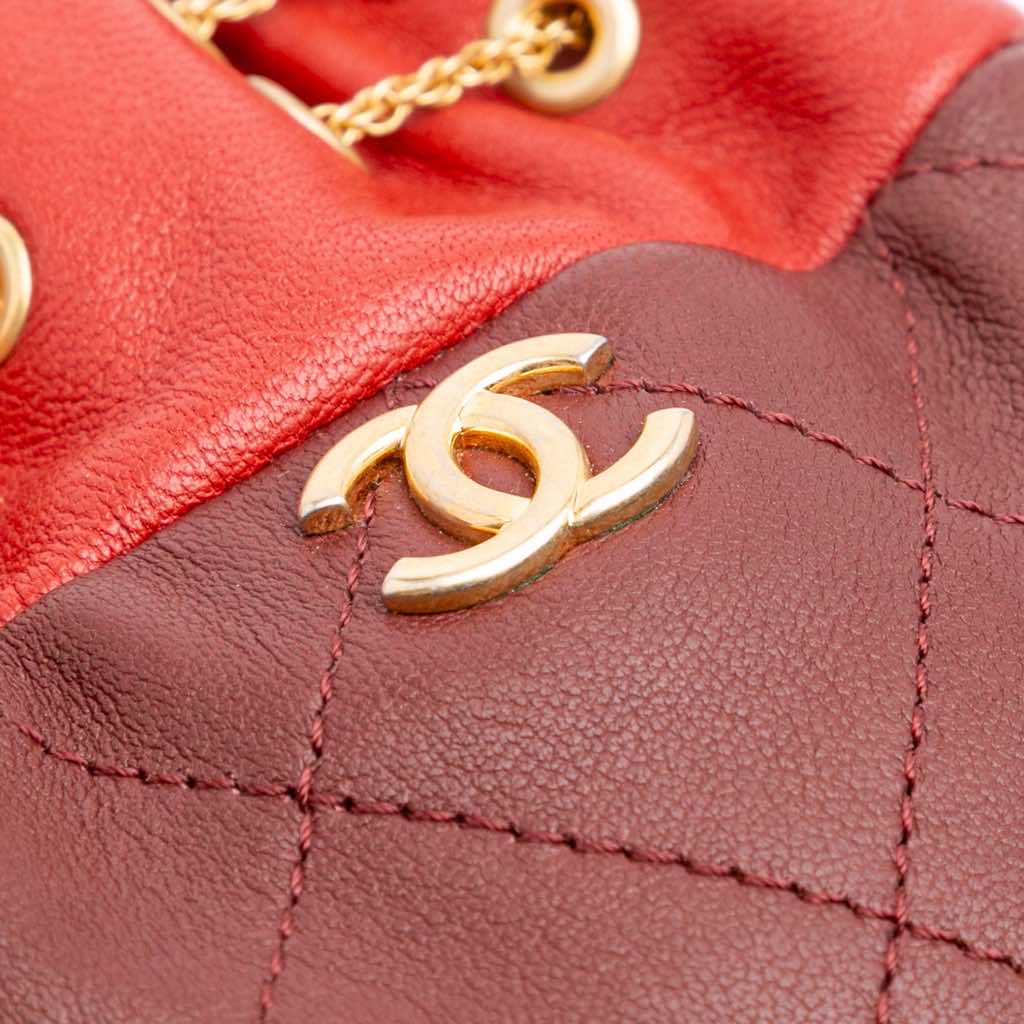 Chanel CC Quilted Calfskin Drawstring Bucket Bag - Side view