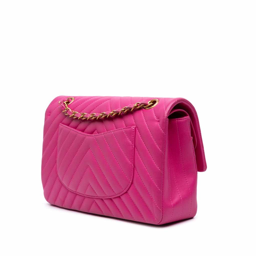 Chanel Medium Classic Chevron Lambskin Double Flap - Back view