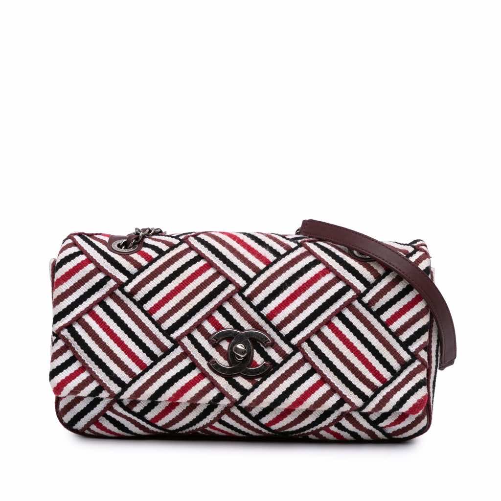Chanel CC Canvas Stripe Flap
