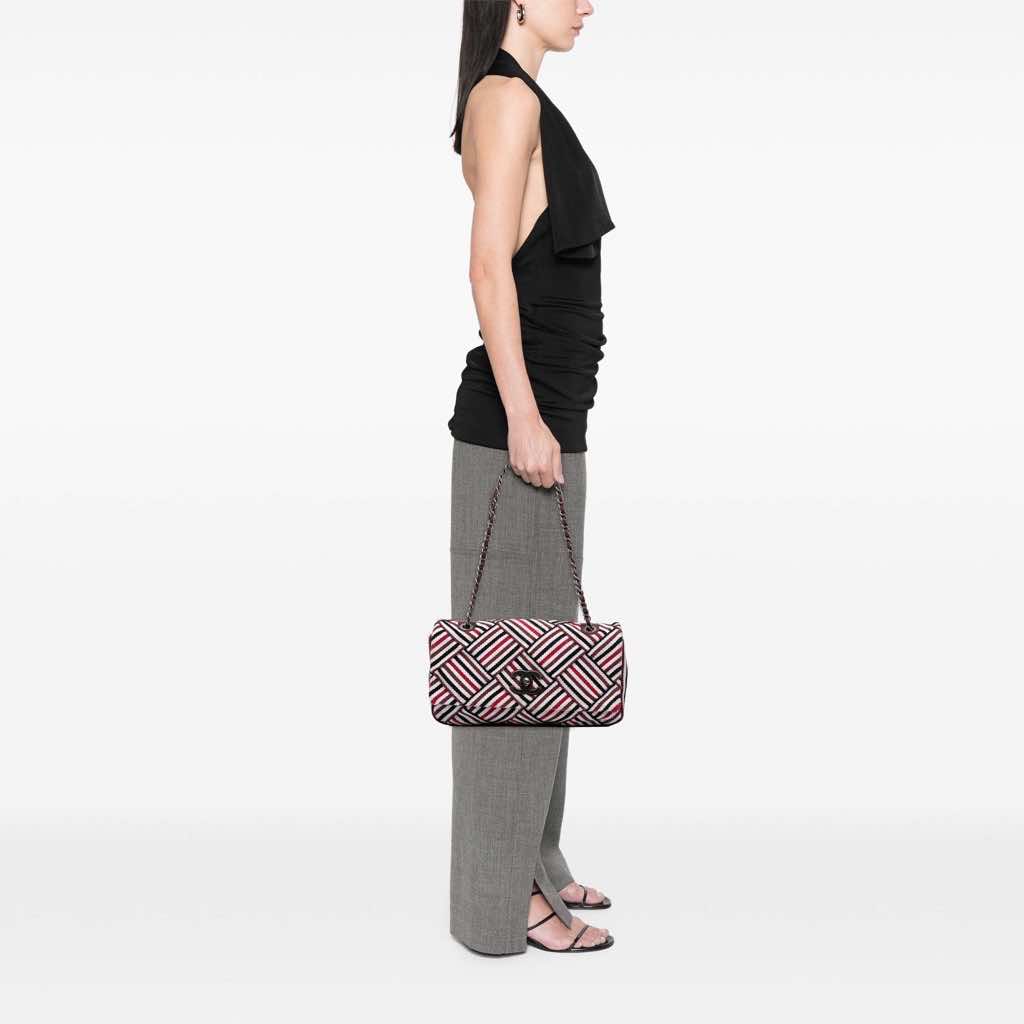 Chanel CC Canvas Stripe Flap - Image 12