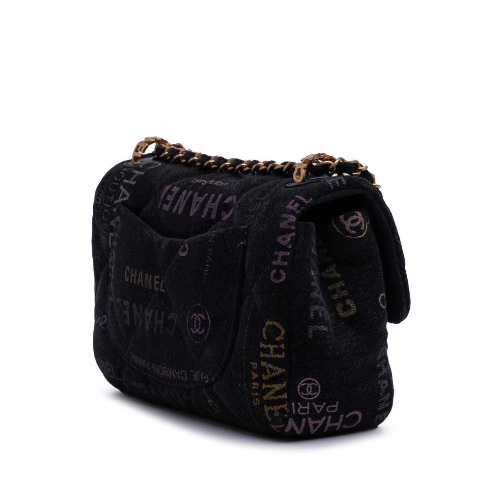 Chanel Mini Rectangular Quilted Denim Mood Flap - Back view